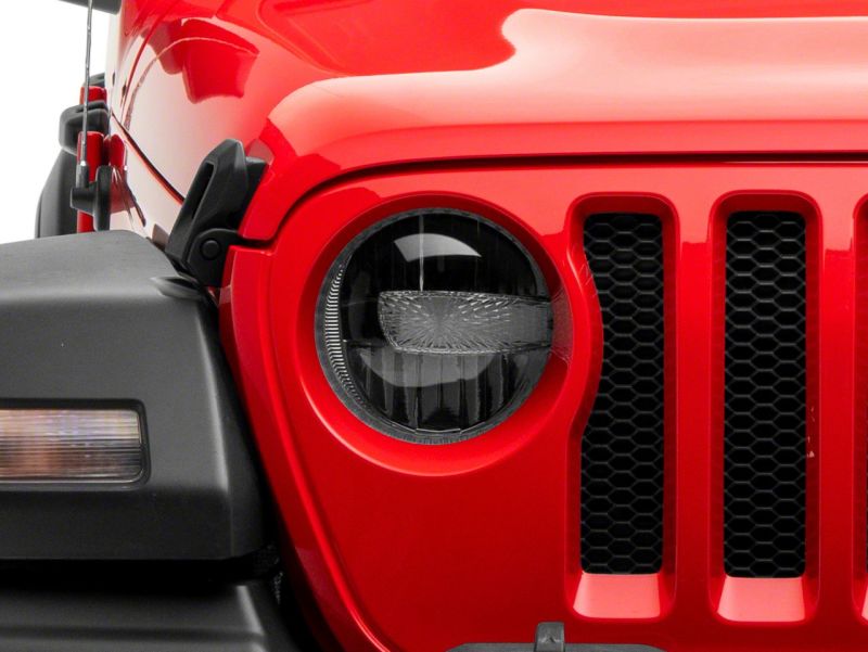 Raxiom 18-23 Jeep Wrangler JL Axial Series 9-In LED Headlights- Black Housing (Clear Lens)
