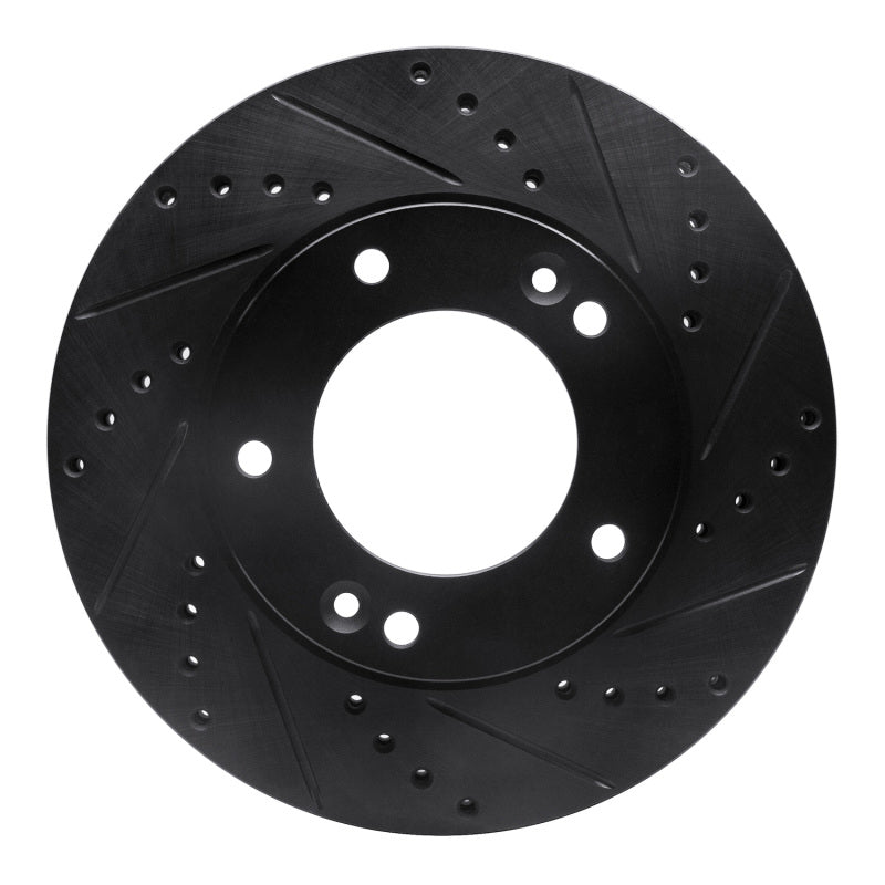 R1 2007-2009 Kia Sorento Front Right Drilled & Slotted Black Brake Rotor