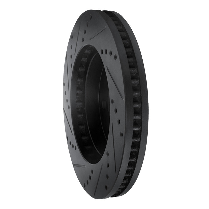 R1 98-99 Cadillac DEVILLE Front Right Drilled & Slotted Black Brake Rotor