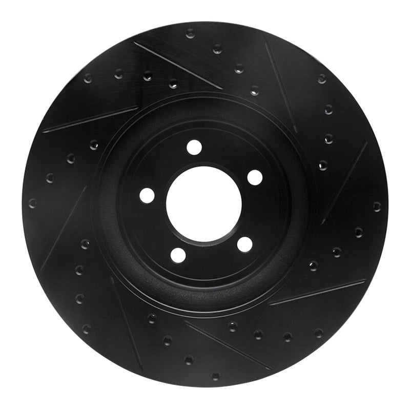 R1 06-10 Jaguar XK Front Left Drilled & Slotted Black Brake Rotor