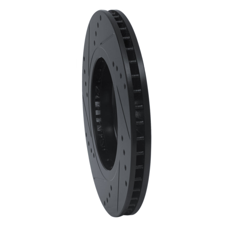 R1 07-15 Nissan Rogue Front Right Drilled & Slotted Black Brake Rotor