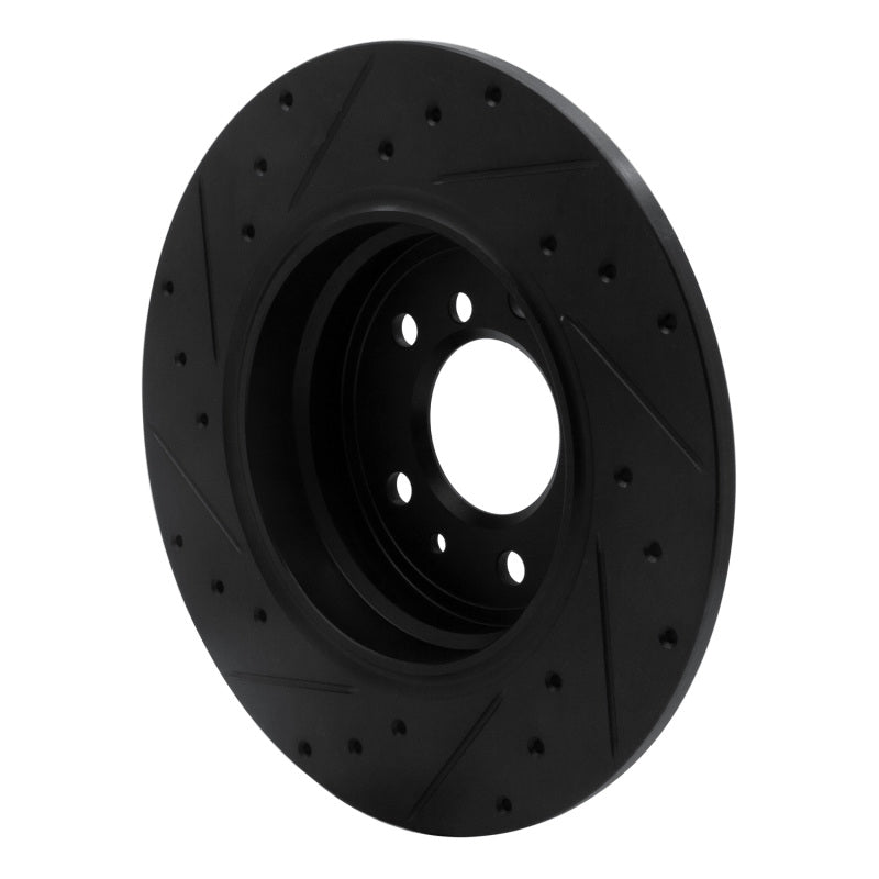 R1 91-01 BMW 850CI Rear Right Drilled & Slotted Black Brake Rotor