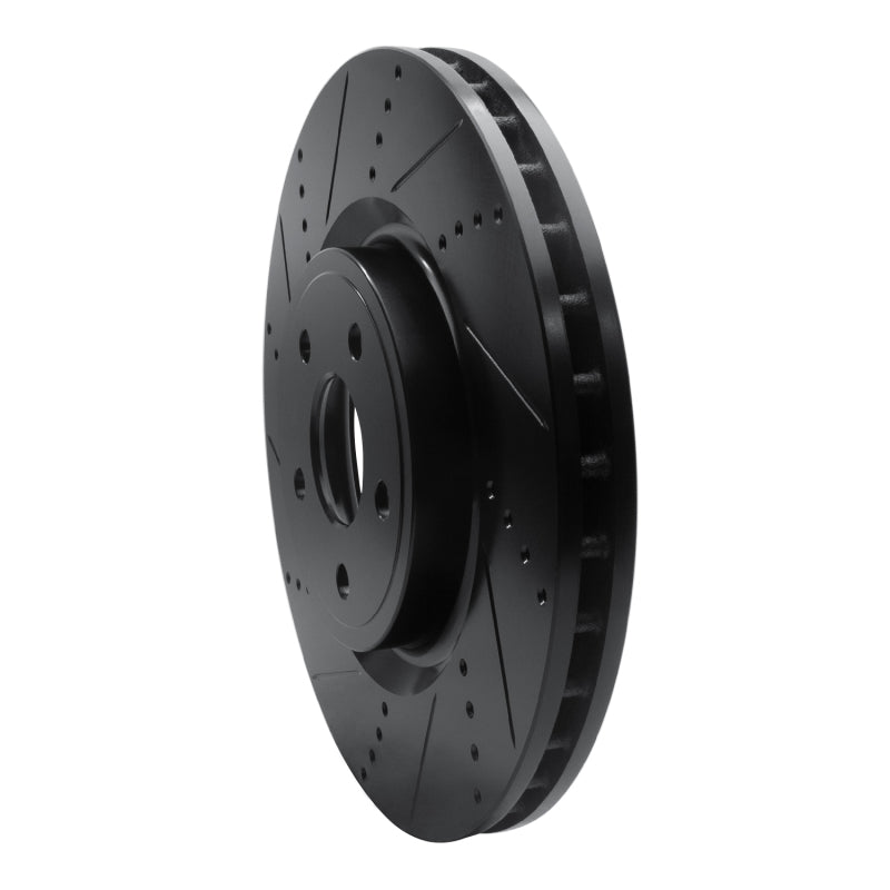 R1 2012-2025 Dodge Durango Front Left Drilled & Slotted Black Brake Rotor