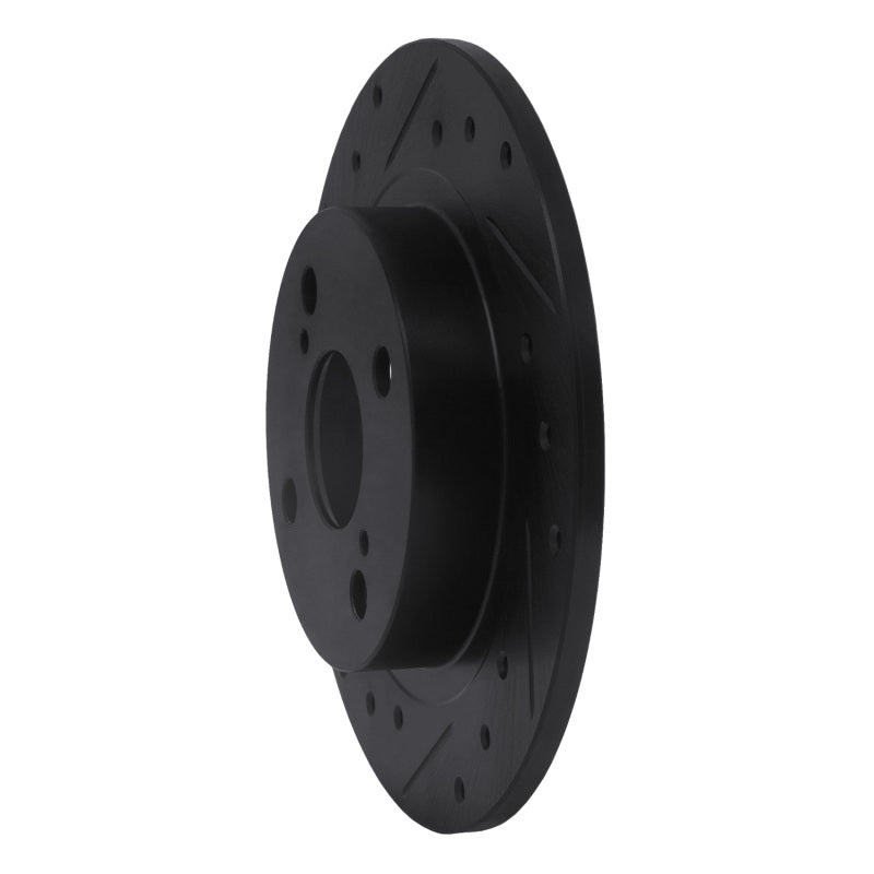 R1 87-92 Chevrolet Nova Rear Left Drilled & Slotted Black Brake Rotor