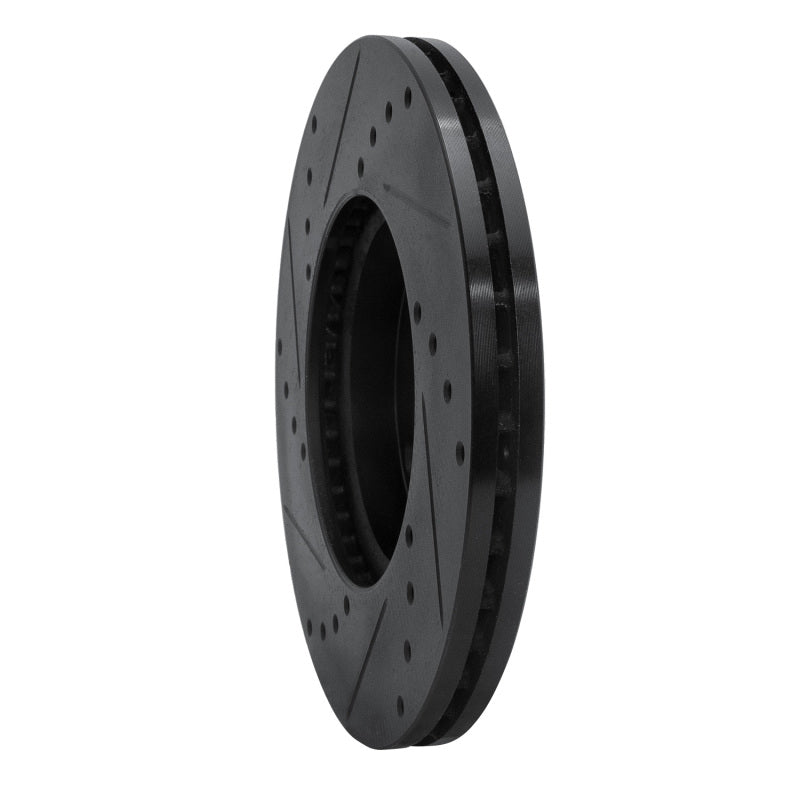 R1 04-13 Mazda 3 Front Right Drilled & Slotted Black Brake Rotor