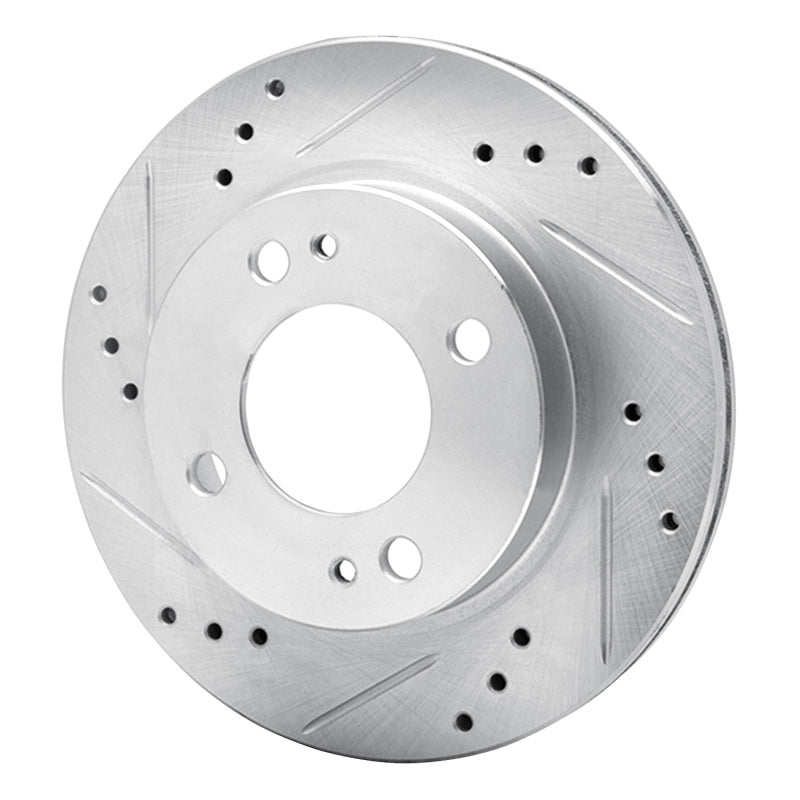 R1 14-15 Mitsubishi Mirage Front Left Drilled & Slotted Silver Brake Rotor