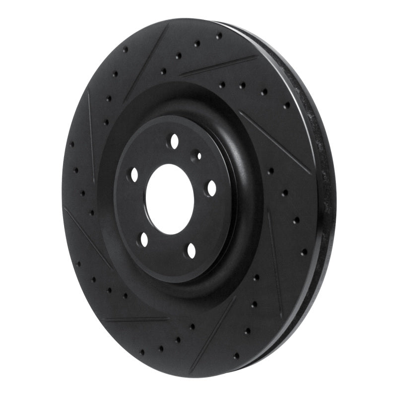 R1 2017-2025 Audi Q8 e-Tron Sportback Rear Left Drilled & Slotted Black Brake Rotor
