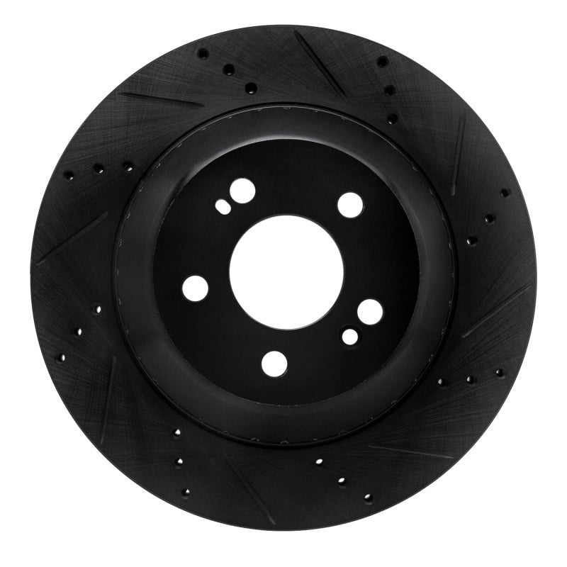 R1 15-21 Mercedes-Benz S550 Rear Right Drilled & Slotted Black Brake Rotor