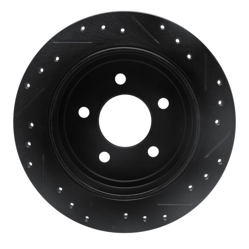 R1 95-02 Ford Explorer Sport Rear Left Drilled & Slotted Black Brake Rotor