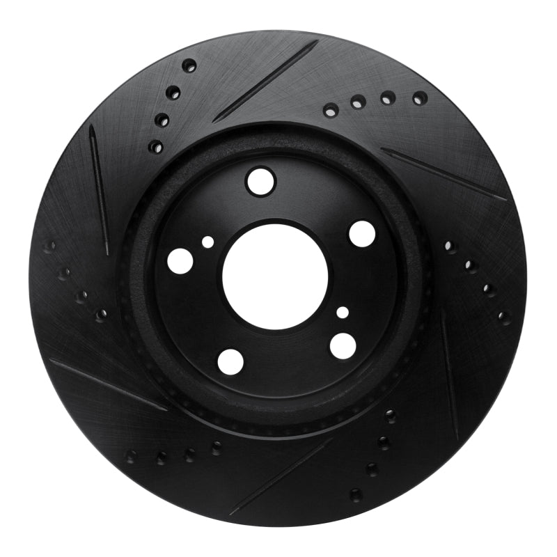 R1 06-18 Lexus HS250H Front Right Drilled & Slotted Black Brake Rotor