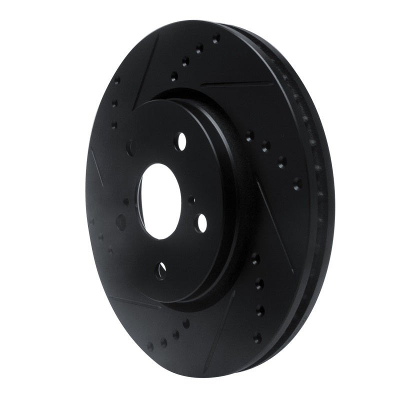 R1 18-22 Toyota C-HR Front Left Drilled & Slotted Black Brake Rotor