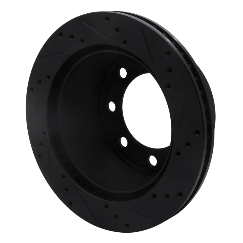 R1 00-02 Dodge Ram 2500 Rear Left Drilled & Slotted Black Brake Rotor