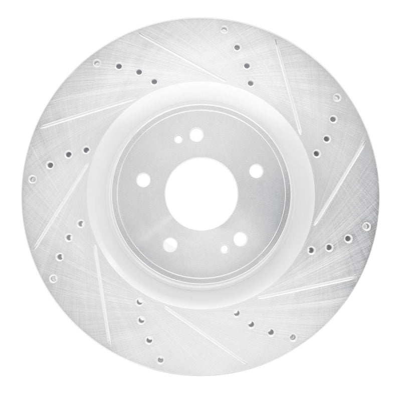 R1 08-15 Mitsubishi Lancer Front Right Drilled & Slotted Silver Brake Rotor