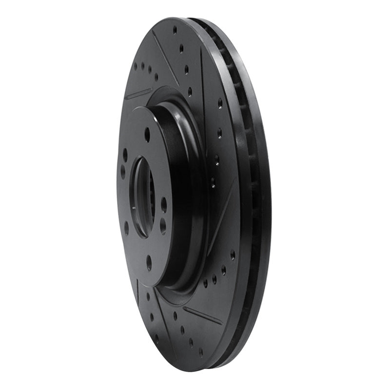 R1 20-25 Hyundai Kona Front Right Drilled & Slotted Black Brake Rotor