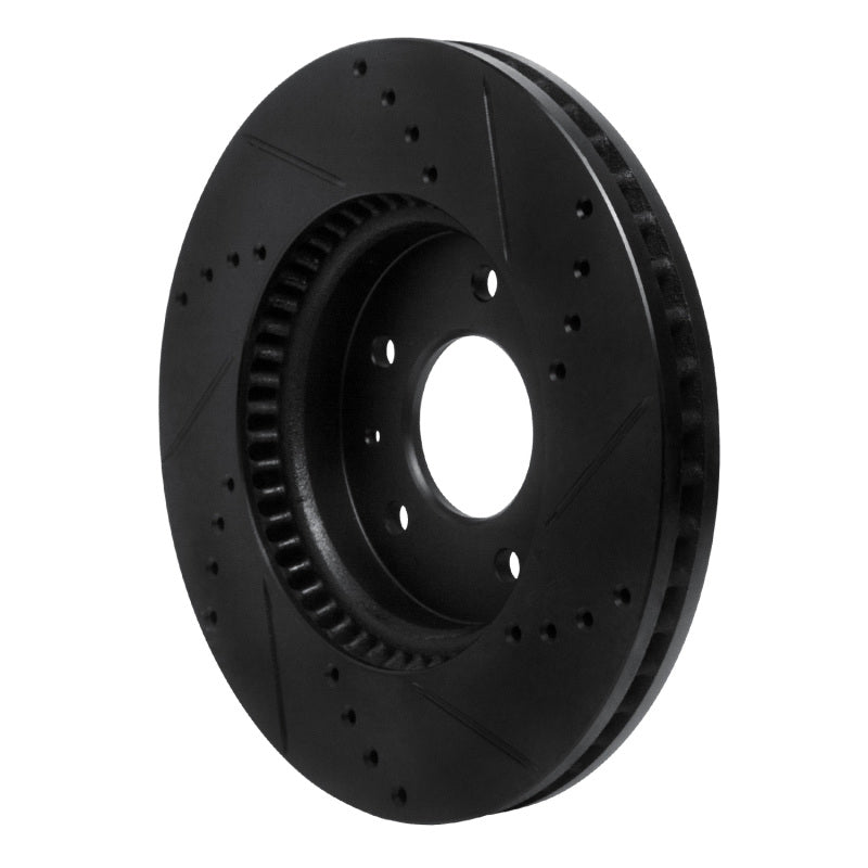 R1 07-15 Chevrolet Captiva Front Left Drilled & Slotted Black Brake Rotor