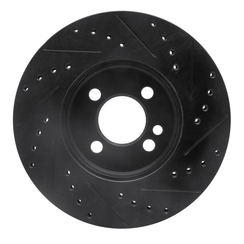 R1 07-15 Mini Cooper Clubman Front Left Drilled & Slotted Black Brake Rotor