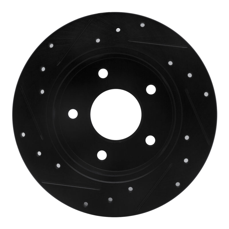 R1 89-93 Nissan Maxima Rear Right Drilled & Slotted Black Brake Rotor