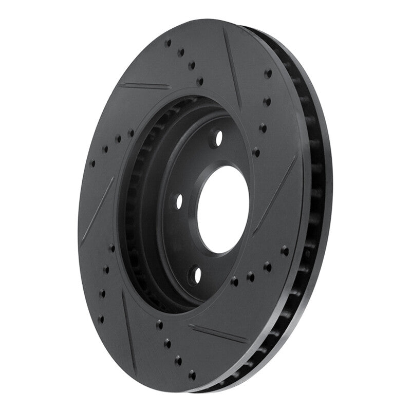 R1 11-25 Chevrolet City Express Front Left Drilled & Slotted Black Brake Rotor