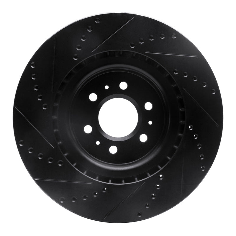 R1 04-11 Cadillac CTS Front Right Drilled & Slotted Black Brake Rotor