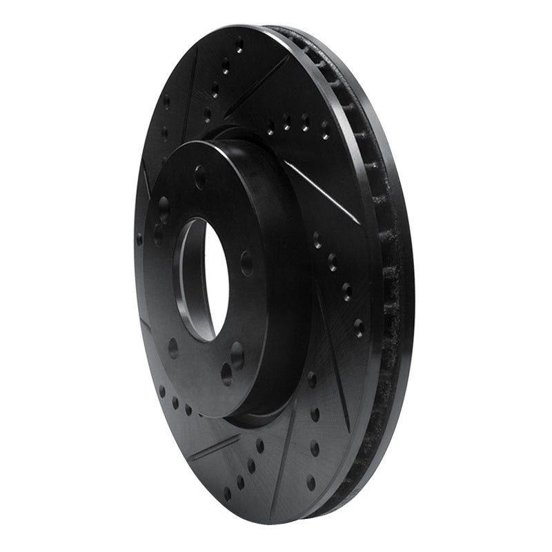 R1 10-13 Kia Forte Front Left Drilled & Slotted Black Brake Rotor