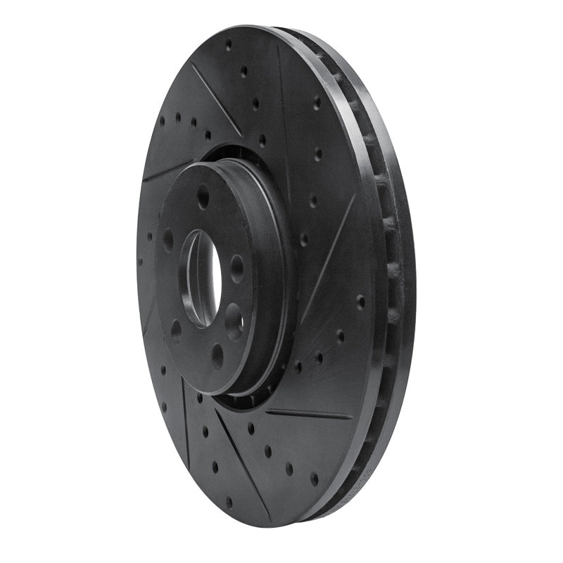 R1 10-16 Volvo XC60 Front Right Drilled & Slotted Black Brake Rotor