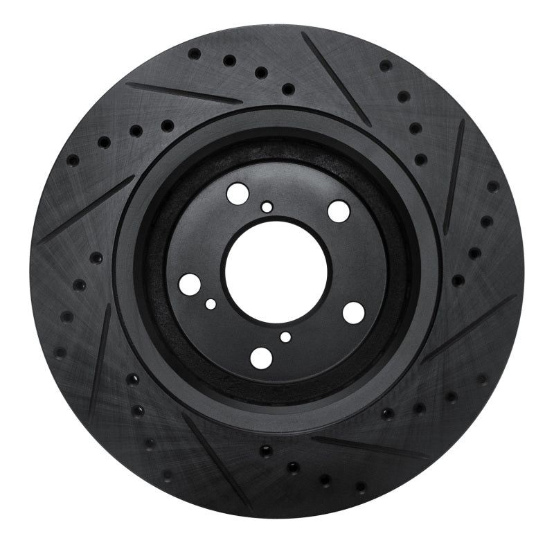 R1 15-25 Acura MDX Front Left Drilled & Slotted Black Brake Rotor