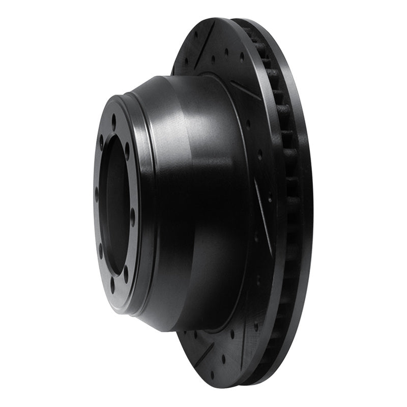 R1 99-04 Ford F-350 Super Duty 2WD Rear Left Drilled & Slotted Black Brake Rotor