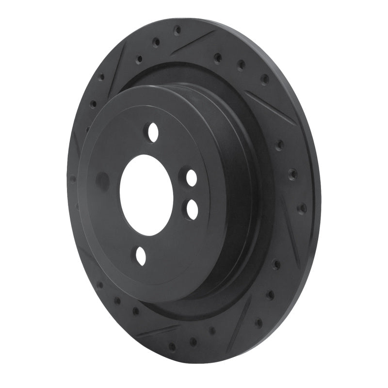 R1 09-14 Mini Cooper (Excl Clubman) Rear Left Drilled & Slotted Black Brake Rotor