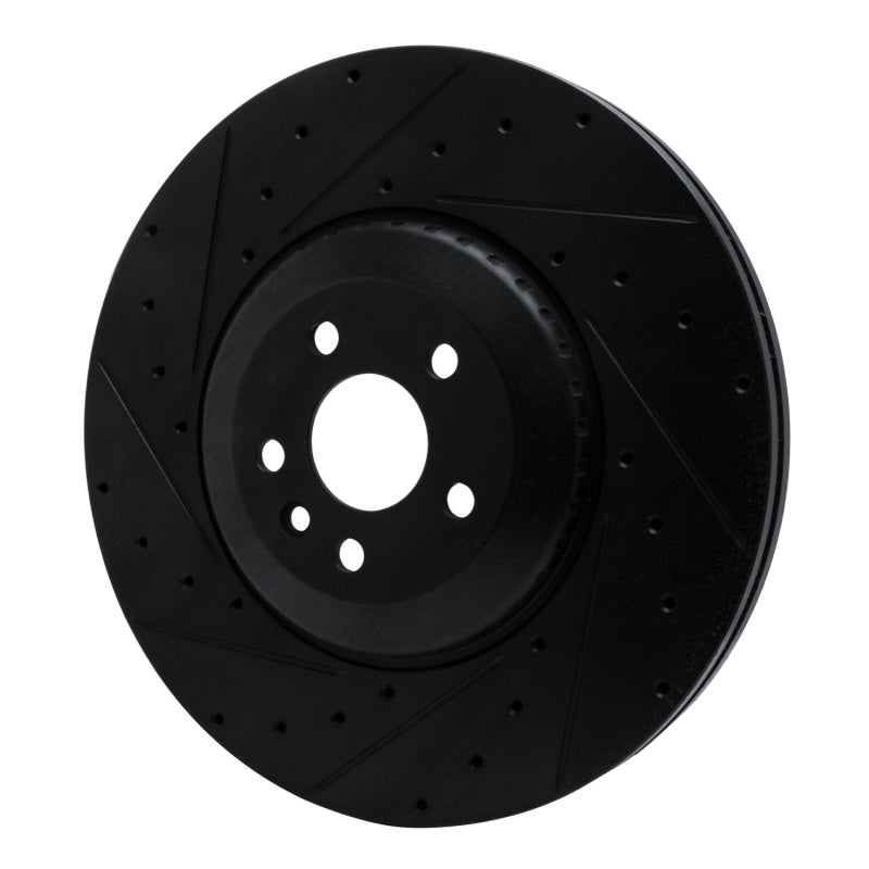 R1 21-25 Jaguar F-Pace Front Left Drilled & Slotted Black Brake Rotor