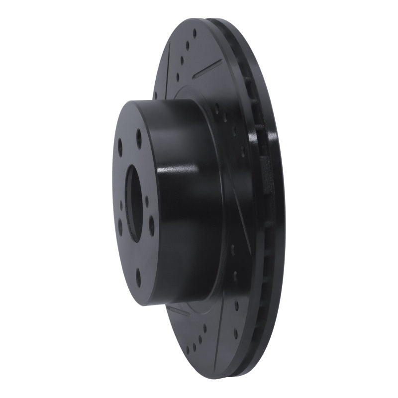 R1 89-92 Toyota Cressida Front Left Drilled & Slotted Black Brake Rotor