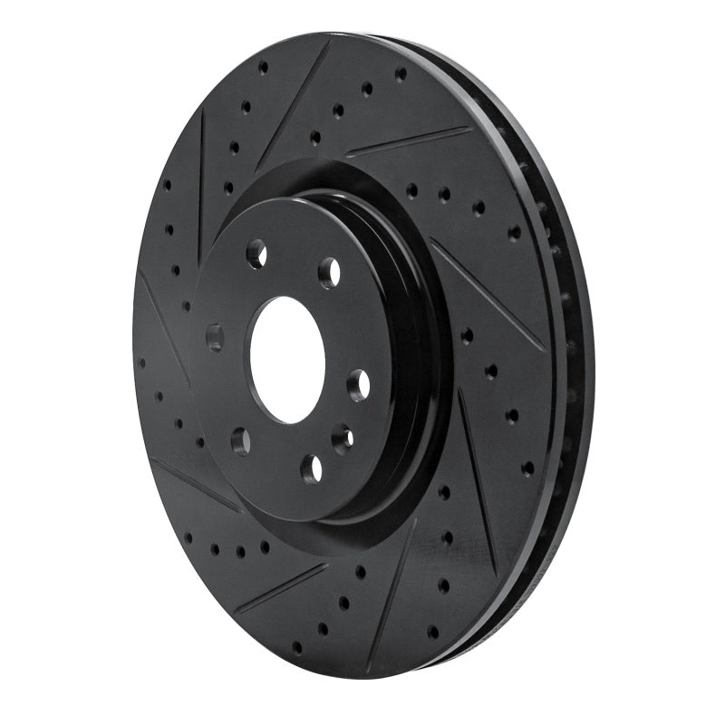 R1 10-16 Cadillac SRX Front Left Drilled & Slotted Black Brake Rotor