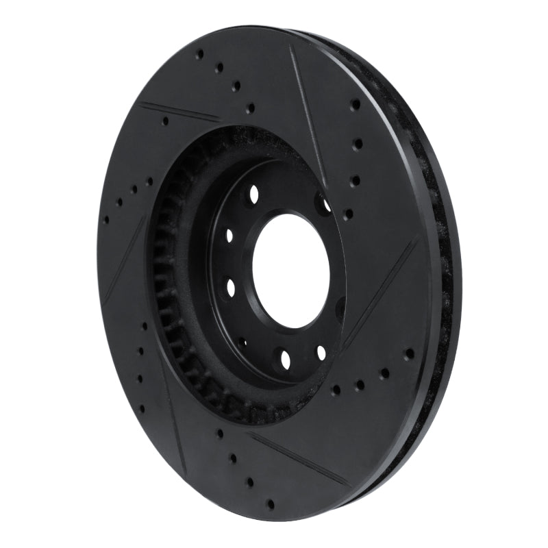R1 07-12 Mazda CX-7 Front Left Drilled & Slotted Black Brake Rotor