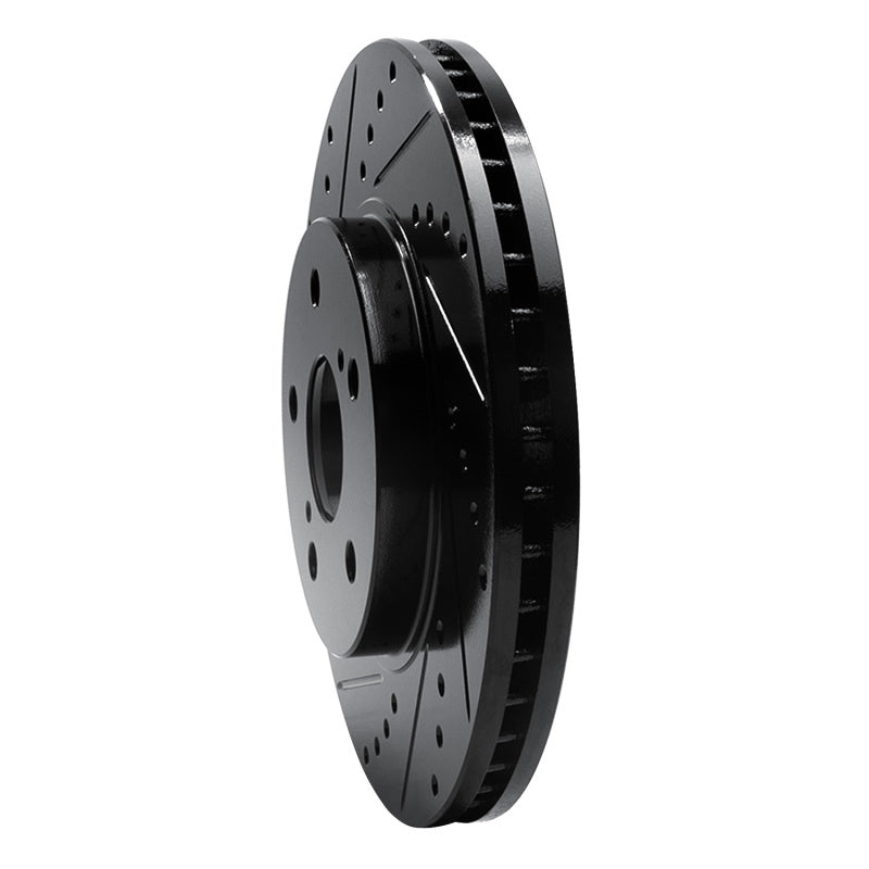 R1 02-15 Lexus ES300 Front Left Drilled & Slotted Black Brake Rotor