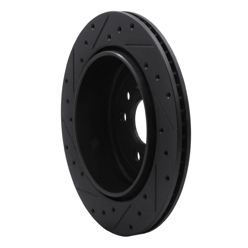 R1 08-12 Land Rover LR2 Rear Right Drilled & Slotted Black Brake Rotor