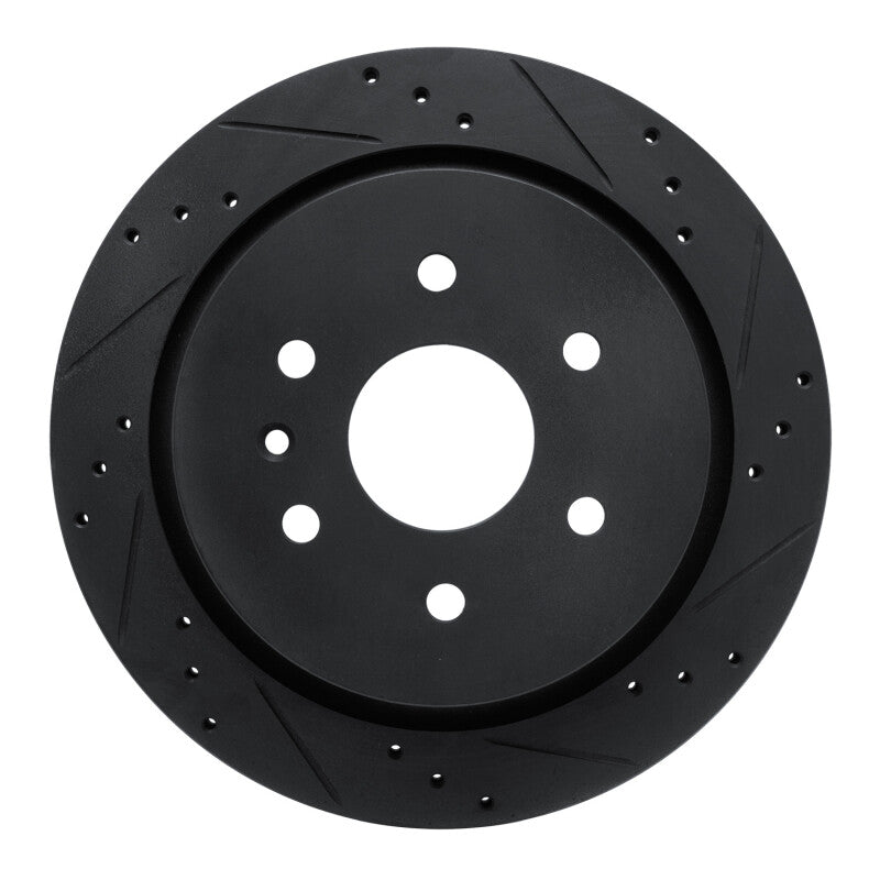 R1 13-19 Cadillac XTS Rear Right Drilled & Slotted Black Brake Rotor