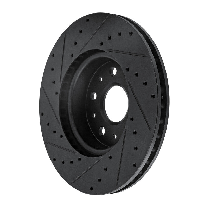 R1 16-25 Cadillac CT5 Front Right Drilled & Slotted Black Brake Rotor