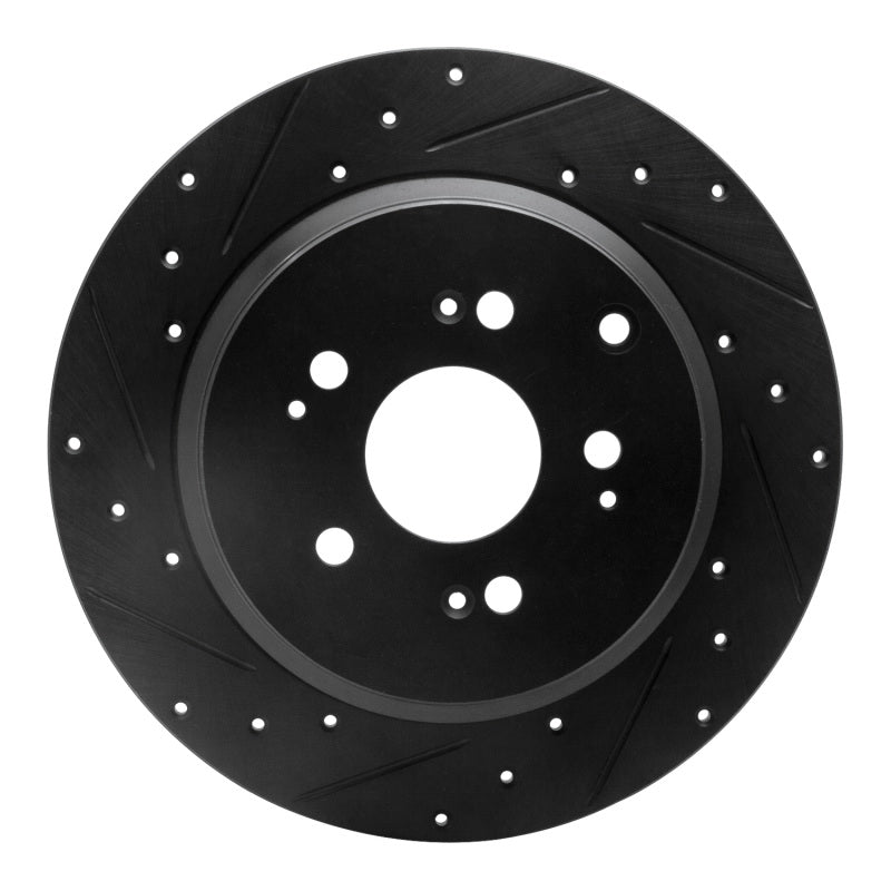 R1 07-17 Acura ZDX Rear Left Drilled & Slotted Black Brake Rotor