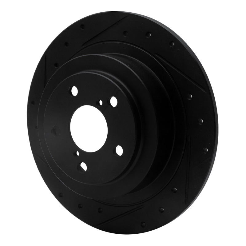 R1 00-06 Subaru Outback Rear Left Drilled & Slotted Black Brake Rotor
