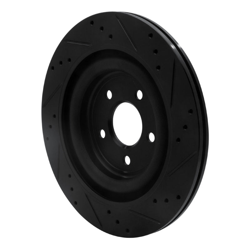 R1 06-15 Jaguar Super V8 Rear Left Drilled & Slotted Black Brake Rotor