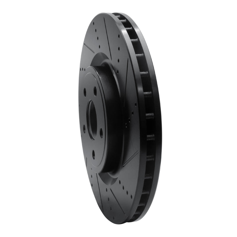 R1 2012-2025 Dodge Durango Front Right Drilled & Slotted Black Brake Rotor