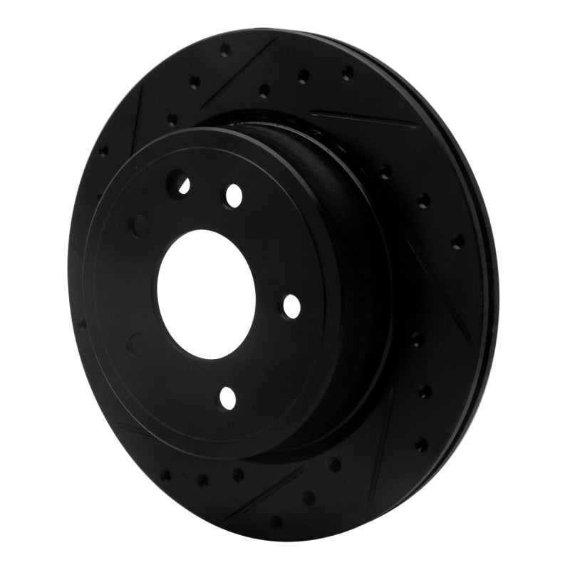 R1 95-06 Jaguar XJ8 Rear Left Drilled & Slotted Black Brake Rotor