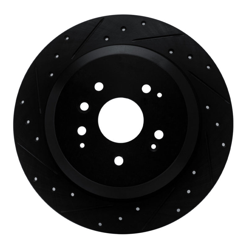 R1 14-16 Acura MDX Rear Left Drilled & Slotted Black Brake Rotor