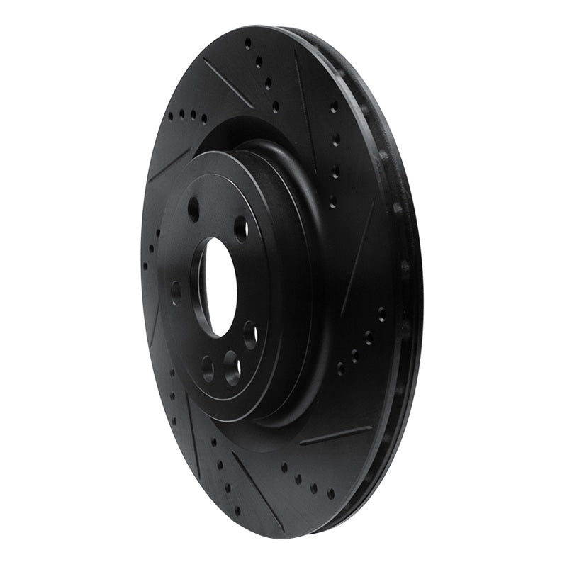 R1 2017-2020 Jaguar I-Pace Rear Right Drilled & Slotted Black Brake Rotor