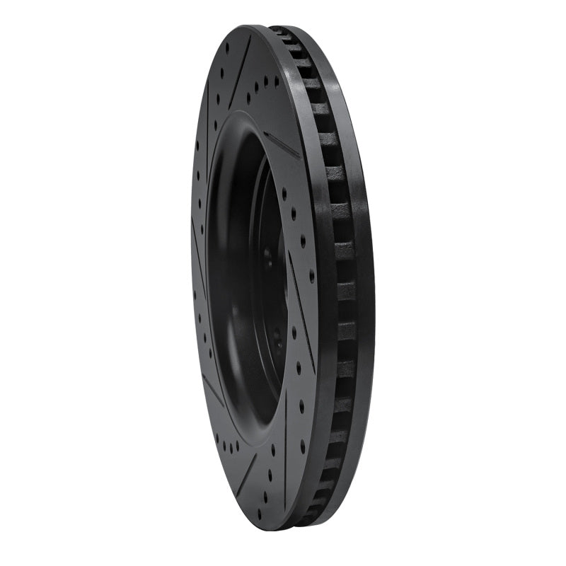 R1 10-14 Ford F-150 RWD Front Right Drilled & Slotted Black Brake Rotor