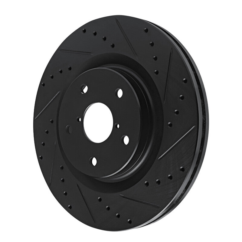 R1 20-25 Subaru Crosstrek Front Right Drilled & Slotted Black Brake Rotor