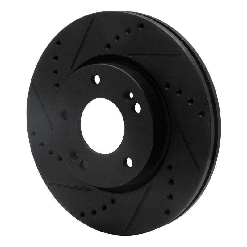 R1 03-13 Hyundai Tucson Front Left Drilled & Slotted Black Brake Rotor