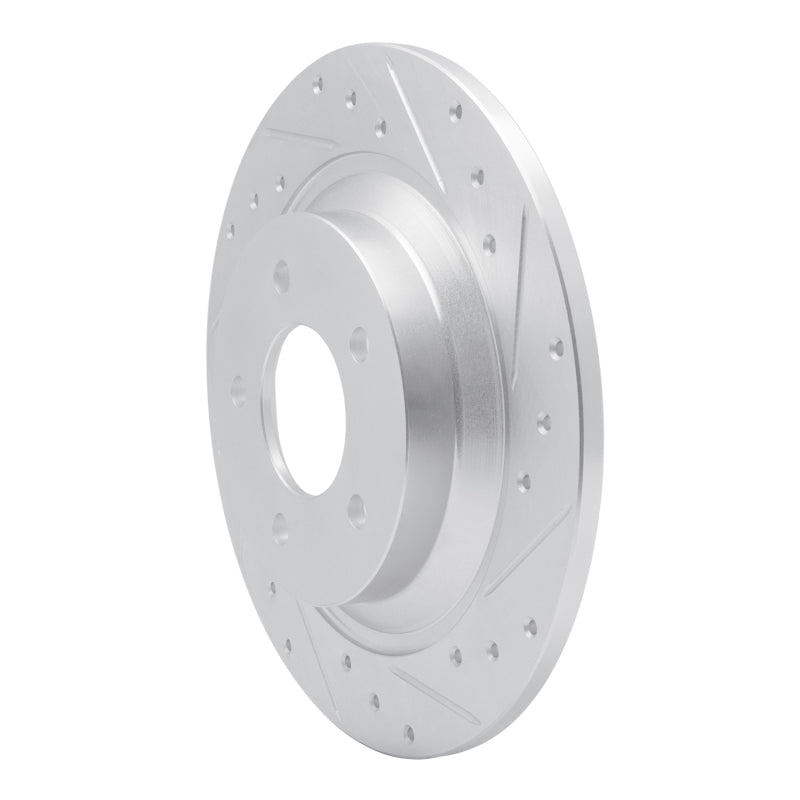 R1 06-15 Mazda 5 Rear Right Drilled & Slotted Silver Brake Rotor