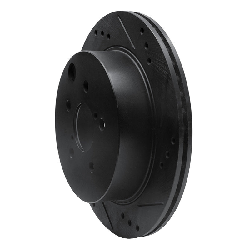 R1 14-18 Subaru Forester Rear Right Drilled & Slotted Black Brake Rotor