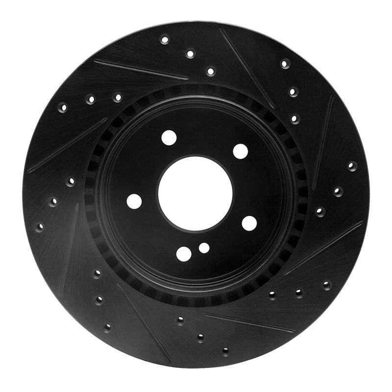 R1 98-09 Chrysler Crossfire Rear Left Drilled & Slotted Black Brake Rotor
