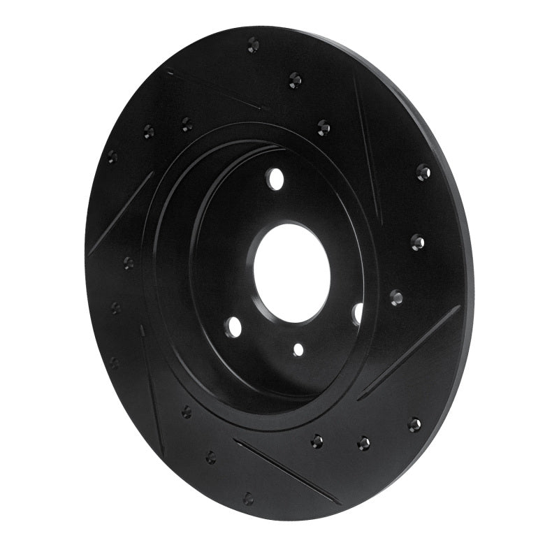 R1 05-16 Smart Fortwo Front Left Drilled & Slotted Black Brake Rotor